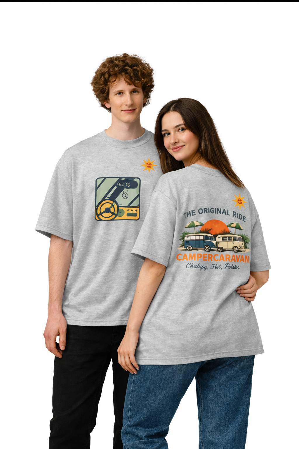 Oversized koszulka graficzna "Campercaravan" – Van Life, Organic Cotton