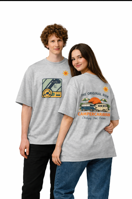 Oversized koszulka graficzna "Campercaravan" – Van Life, Organic Cotton