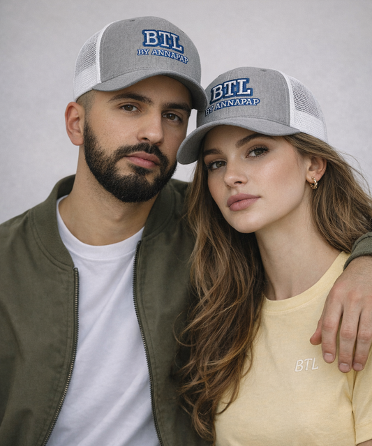 Czapka trucker "BTL" – Szara, Stylowa Czapka z Daszkiem