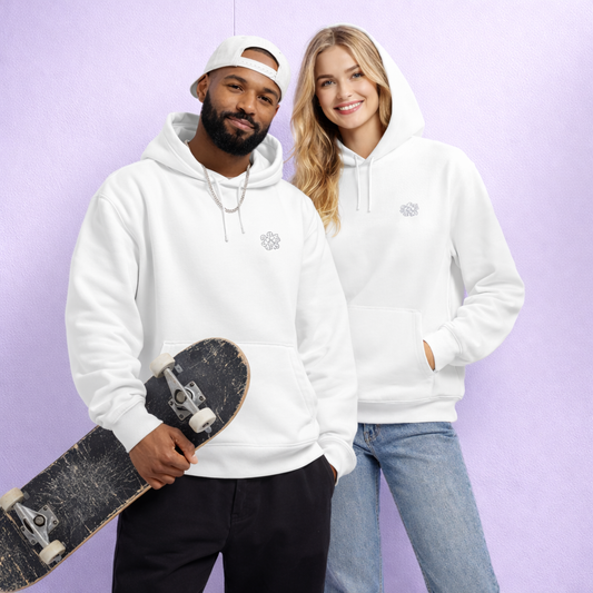 Bluza Oversize- Basic Hoodie "Proud" Biała lub Kremowa – Gruba i Miękka Bluza z Kapturem